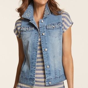 Chico’s Pearl Embellished Denim Vest
